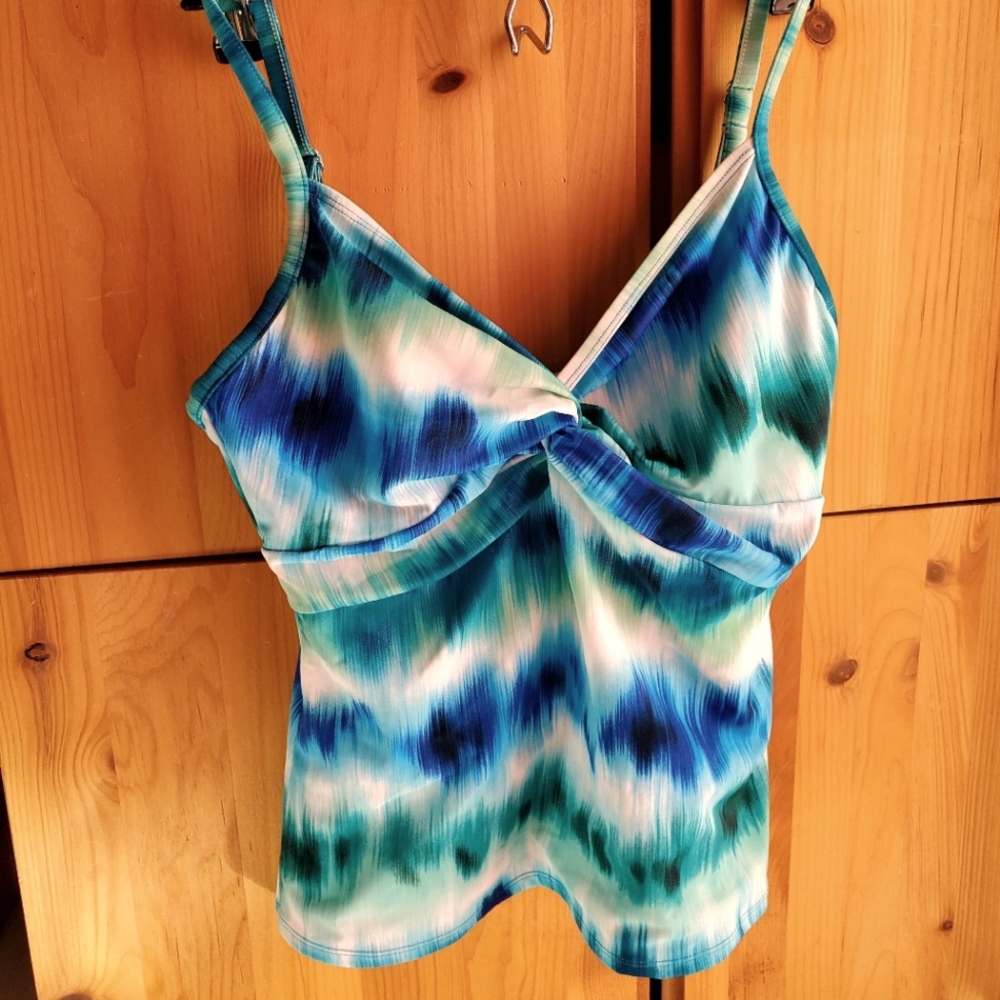 Miraclesuit Blue & Green Twist Tankini Top Size 12